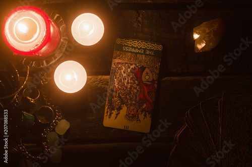 Bilde på lerret The empress inverted Tarot card. Fortune teller.