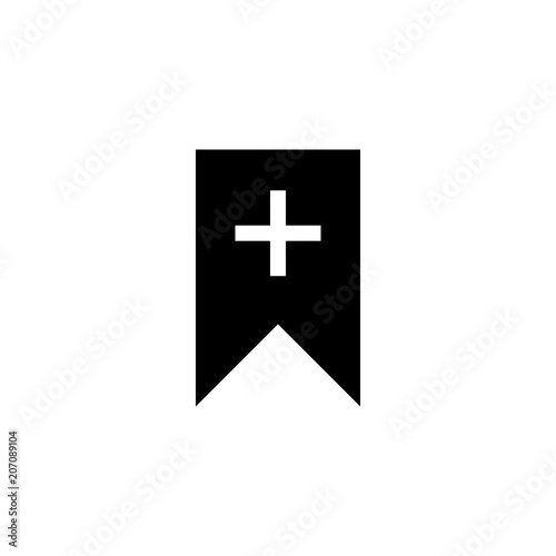 Bookmark flag illustration with plus icon iside