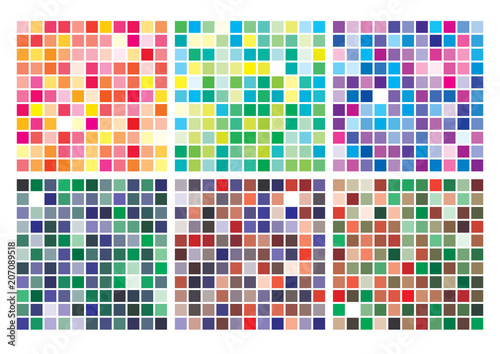 Vector color palette on A4 format, paper size 297 x 210 mm. Details chaotically scattered