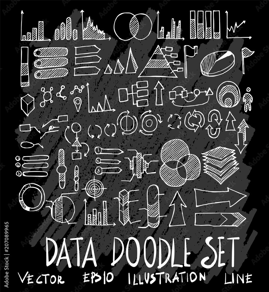 Hand drawn Sketch doodle vector Data set on Chalkboard eps10 Hand drawn Sketch doodle vector Data set on Chalkboard eps10
