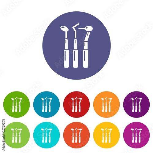 Dentistry tool icons color set vector for any web design on white background