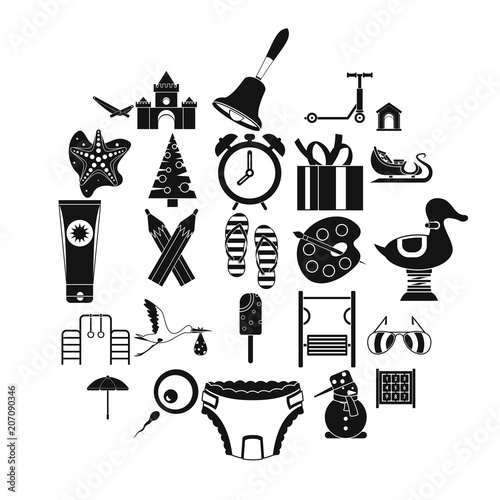 Playroom icons set. Simple set of 25 playroom vector icons for web isolated on white background