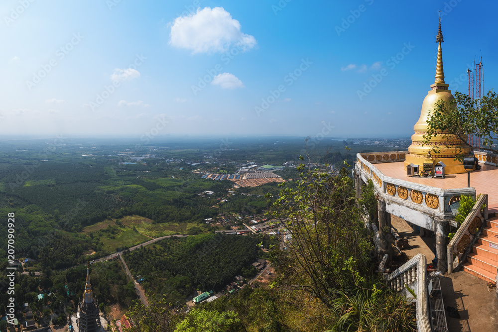 Golden Stupa at Tiger Cave Temple (Wat Tham Suea) on the top of a Mountain near Krabi Town, Krabi Province, Thailand
