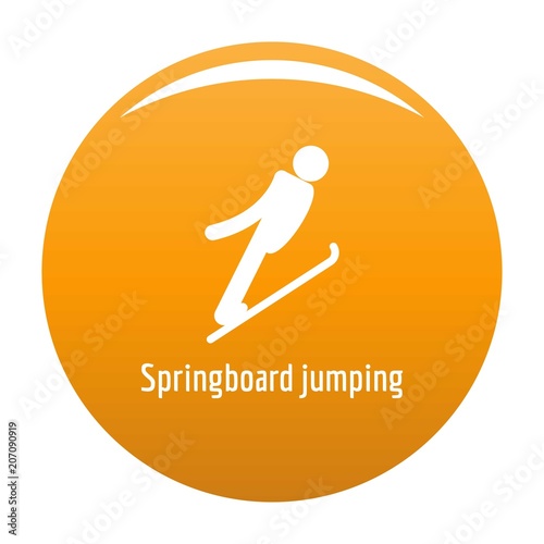 Springboard jumping icon. Simple illustration of springboard jumping vector icon for any design orange