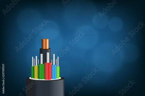Fiber optical cable. Illustration isolated on blue background. Graphic concept for your design