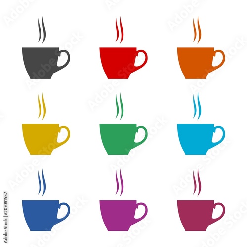 Coffee cup icon  color icons set