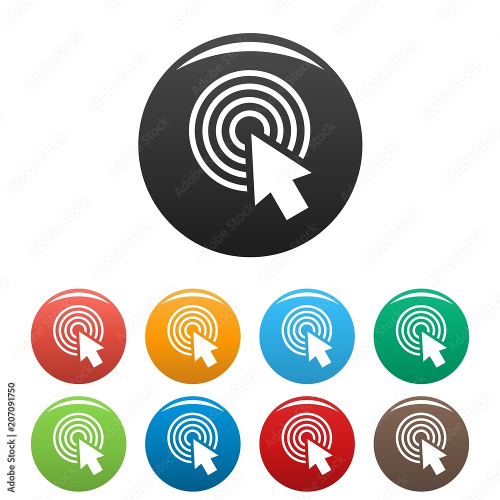 Cursor click round icon. Simple illustration of cursor click round vector icons set color isolated on white Cursor click round icon. Simple illustration of cursor click round vector icons set color isolated on white