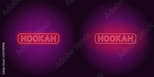 Neon icon of red Hookah inscription