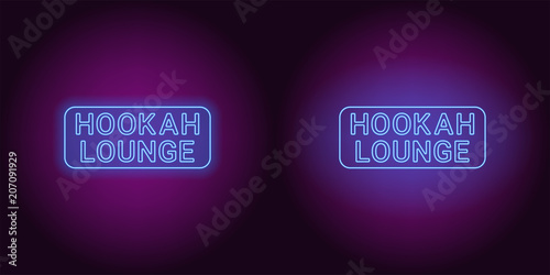 Neon icon of blue Hookah Lounge inscription