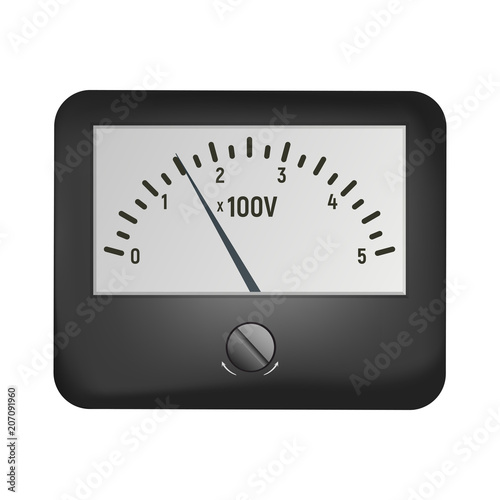 A voltmeter measures the electrical voltage. Electronics vector illustration. Technical measurements.