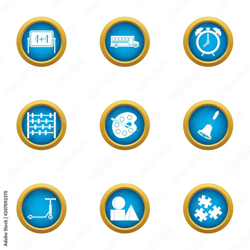 College of art icons set. Flat set of 9 college of art vector icons for web isolated on white background