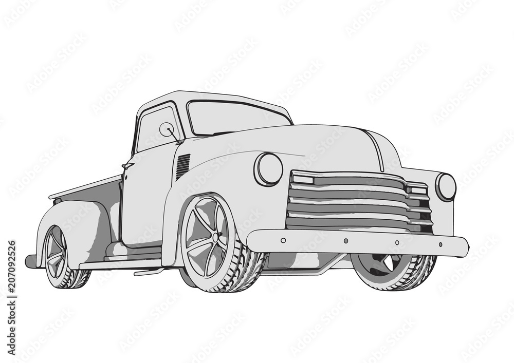 sketch pickup car vector