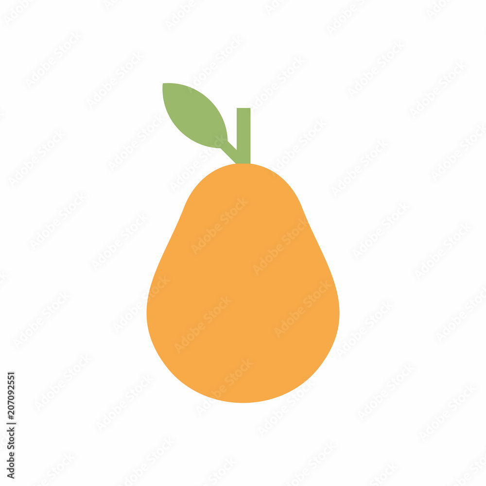 Pear icon, flat style. isolated on white background Pear icon, flat style. isolated on white background