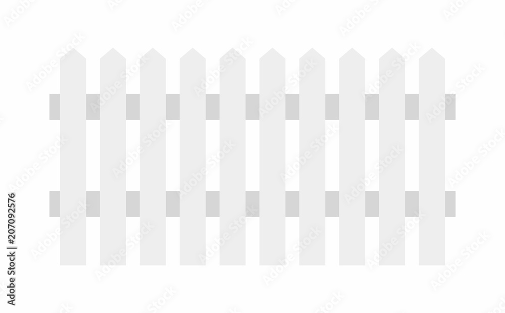 White wooden fence. flat style. isolated on white background White wooden fence. flat style. isolated on white background