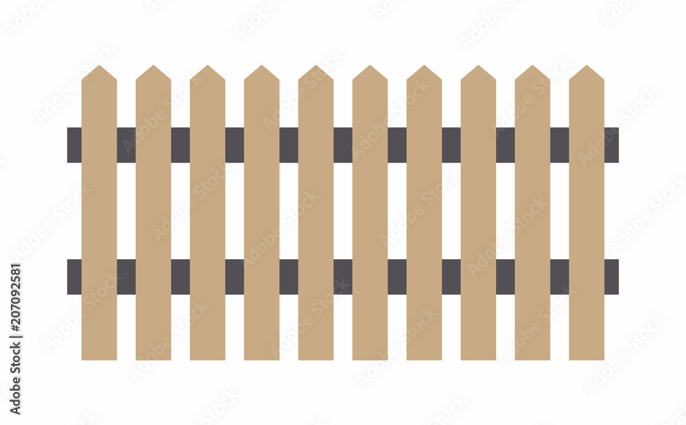 Brown wooden fence. flat style. isolated on white background Brown wooden fence. flat style. isolated on white background