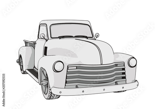sketch pickup car vector