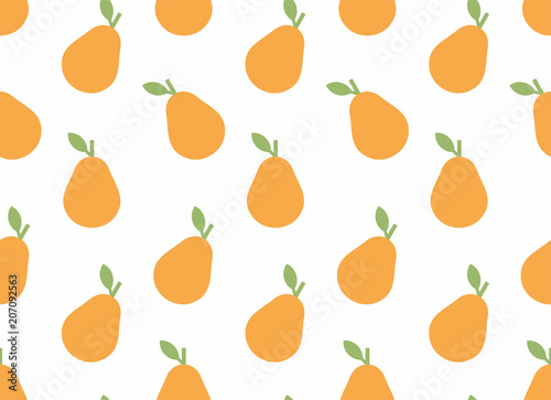 Seamless pattern with Pear, flat style. isolated on white background