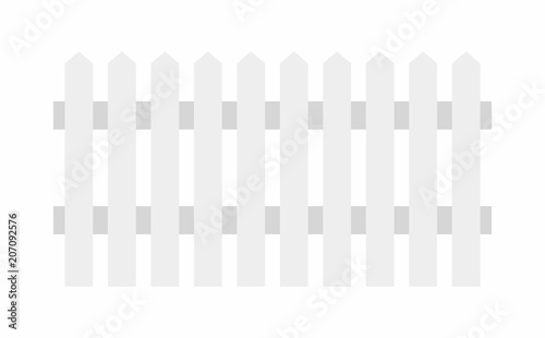 White wooden fence. flat style. isolated on white background