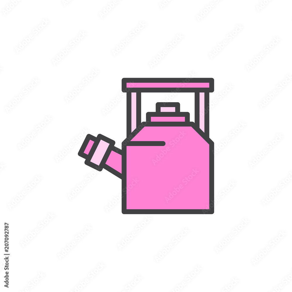 Whistling Kettle filled outline icon, line vector sign, linear colorful pictogram isolated on white. Kitchen utensil symbol, logo illustration. Pixel perfect vector graphics Whistling Kettle filled outline icon, line vector sign, linear colorful pictogram isolated on white. Kitchen utensil symbol, logo illustration. Pixel perfect vector graphics