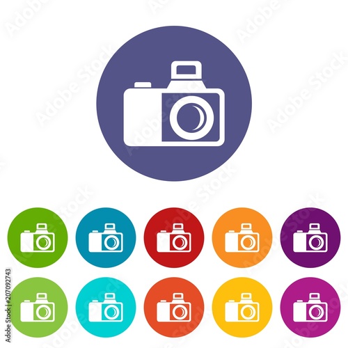 Photocamera icons color set vector for any web design on white background