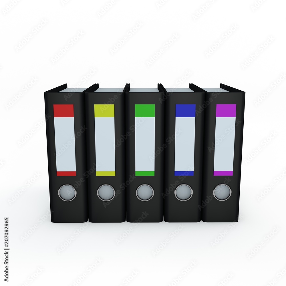 File folders.Isolated on white background. 3D rendering illustration. File folders.Isolated on white background. 3D rendering illustration.