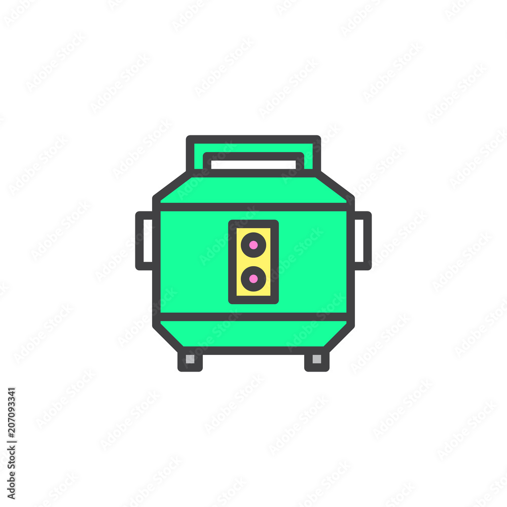 Rice cooker filled outline icon, line vector sign, linear colorful pictogram isolated on white. Electric pan symbol, logo illustration. Pixel perfect vector graphics Rice cooker filled outline icon, line vector sign, linear colorful pictogram isolated on white. Electric pan symbol, logo illustration. Pixel perfect vector graphics