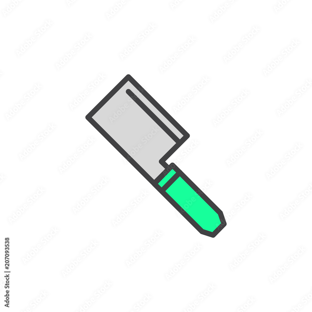 Cleaver filled outline icon, line vector sign, linear colorful pictogram isolated on white. Kitchen hatchet symbol, logo illustration. Pixel perfect vector graphics Cleaver filled outline icon, line vector sign, linear colorful pictogram isolated on white. Kitchen hatchet symbol, logo illustration. Pixel perfect vector graphics