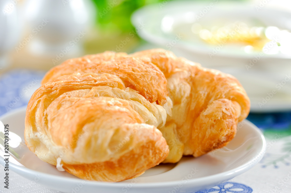Croissants and corn soup Croissants and corn soup