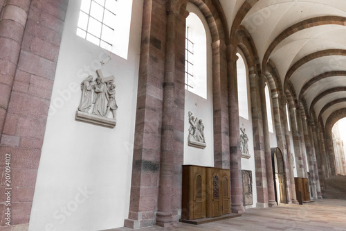 Speyer, Germany. Interior view of the Imperial Cathedral Basilica of the Assumption and Saint Stephen. A World Heritage Site since 1981 and largest romanesque cathedral in the world photo