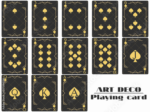 Playing cards spade suit. Poker cards original design art deco style. Vector illustration