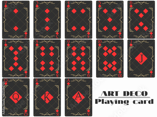 Playing cards diamond suit. Poker cards original design art deco style. Vector illustration photo