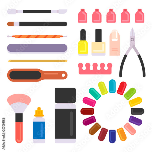 nail tools object vector flat graphic design illustration set