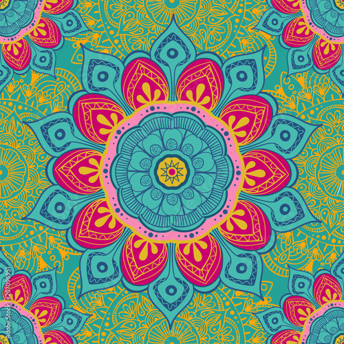 Fotografie Flower mandala colorful background for cards, prints, textile and coloring books
