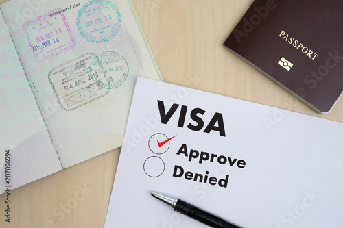 Visa application form to travel Immigration a document Money for Passport Map and travel plan