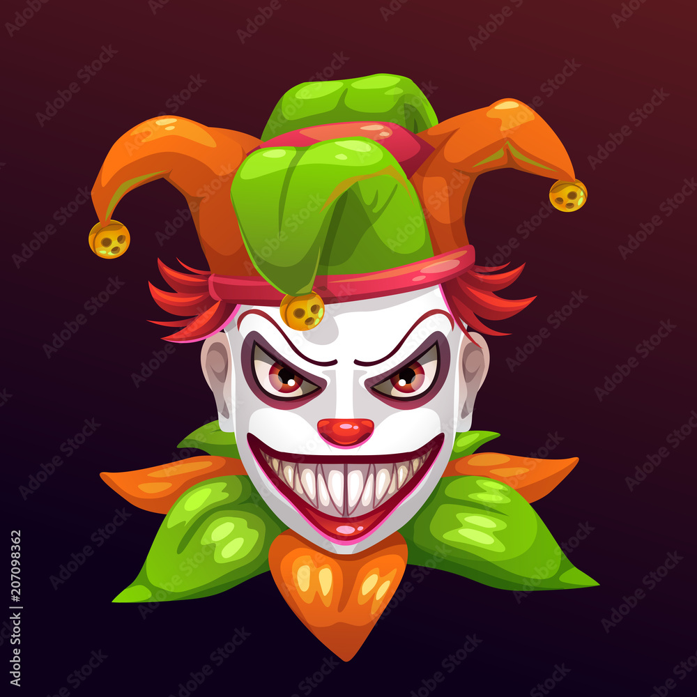 Crazy creepy joker face vector de Stock | Adobe Stock