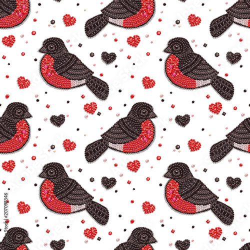 Seamless pattern with decorative birds