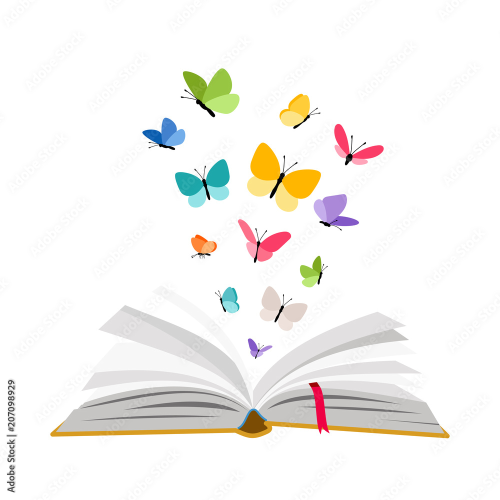 Naklejka premium Open book with butterflies