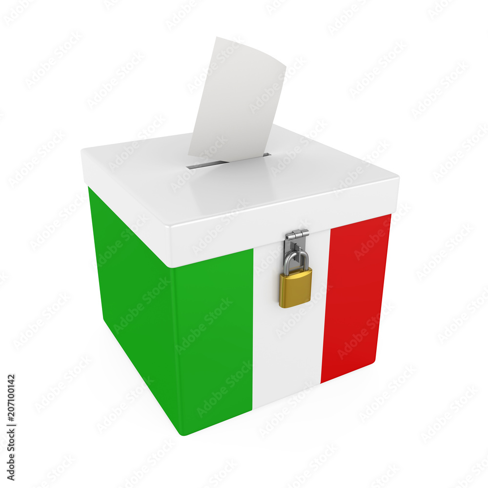 Ballot Box with Flag of Italy Isolated Ballot Box with Flag of Italy Isolated