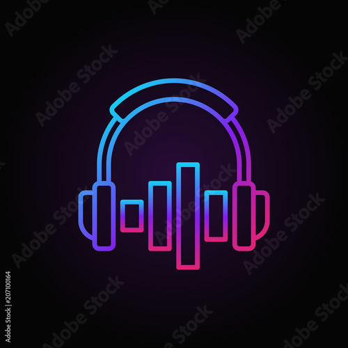 On-ear headphones with equalizer vector colored outline icon