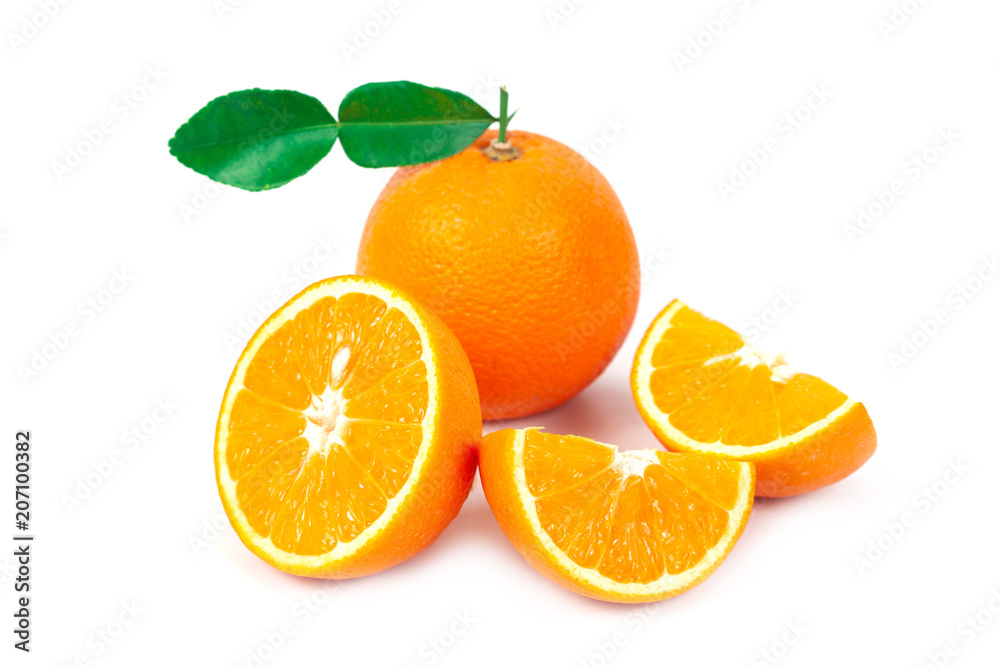 fresh orange fruit on white background isolate. fresh orange fruit on white background isolate.