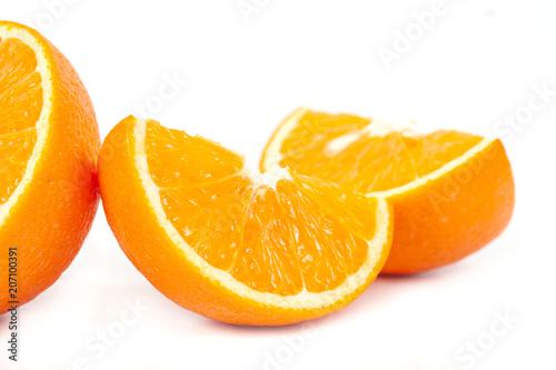 fresh orange fruit on white background isolate.