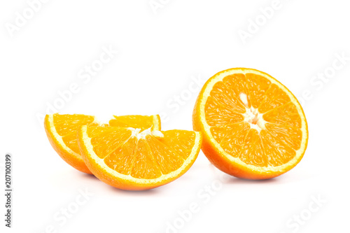 fresh orange fruit on white background isolate.