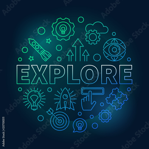 Explore vector round modern colored linear illustration
