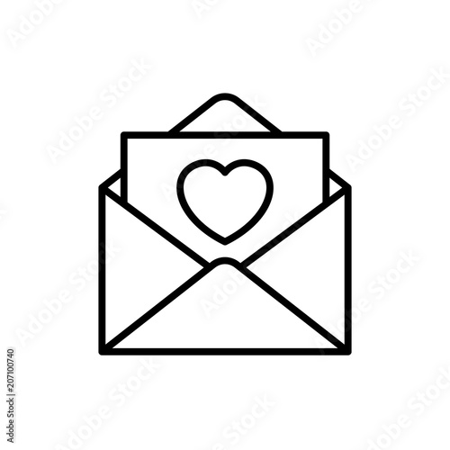 envelope love letter icon. valentine and wedding concept illustration design. simple clean monoline symbol.