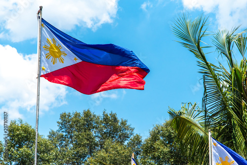 Philippines National flag flying in the wind