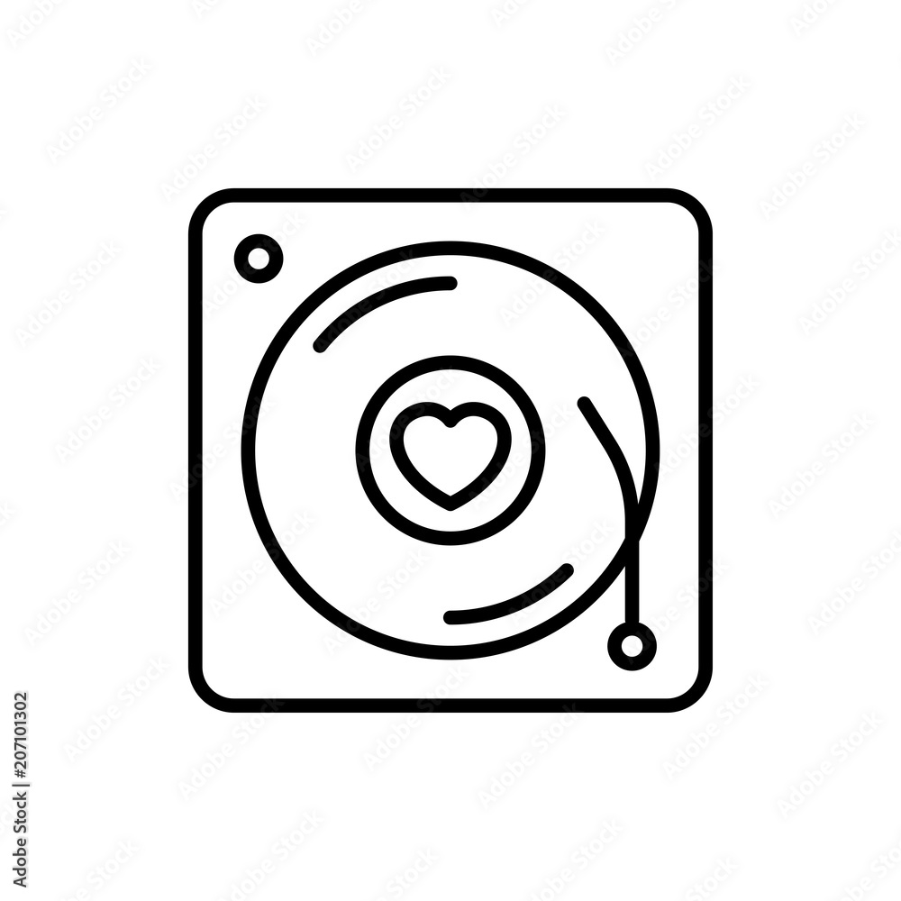 romantic song icon. music disc with love illustration. simple clean monoline symbol. romantic song icon. music disc with love illustration. simple clean monoline symbol.