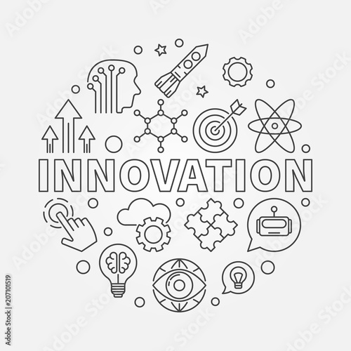 Innovation vector round concept linear illustration