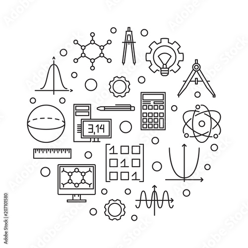 STEM vector round minimal illustration in thin line style