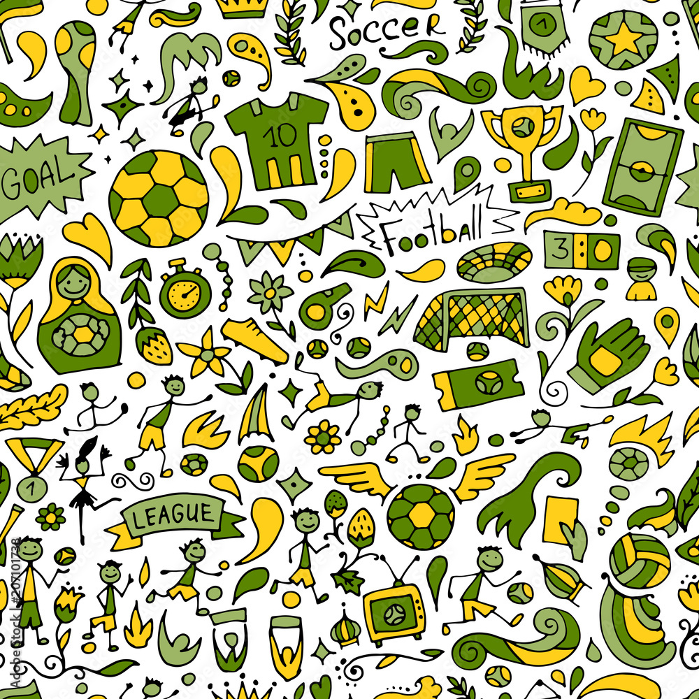 Soccer tournament, football league team international championship. Seamless pattern for your design