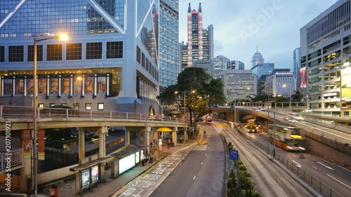 Vehicles moving along the Queensway in Central, Hong Kong, China, T/lapse  photo